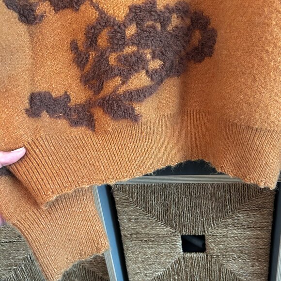 Cozy Burnt Orange Pullover with Brown Graphics - Size Small - Picture 3 of 8